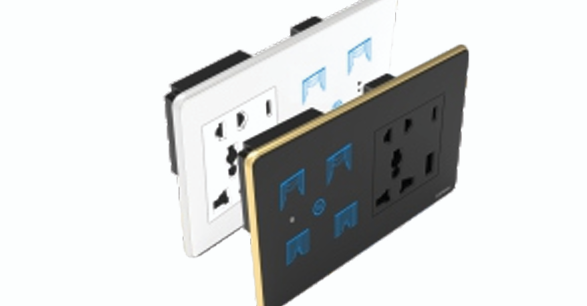 Royal Edge Color Smart Touch Switch-Luxeray ZigBee / WiFi 2 Curtain + 5 Pin  Socket + USB Type A & C 18W Fast  charging- 4M (0+0+2+1U) & 4M  (0+0+2+1UL)