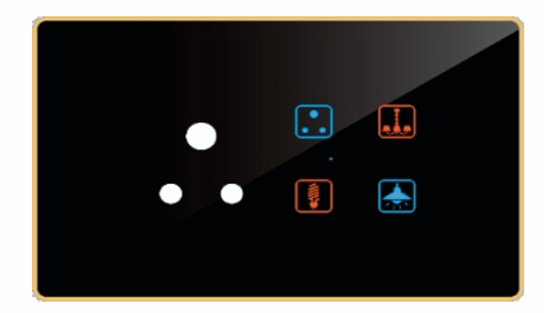 Edge Color Smart Touch Switch- Edge Color Touch 4 Switch  1 Socket ( All 6A Switch