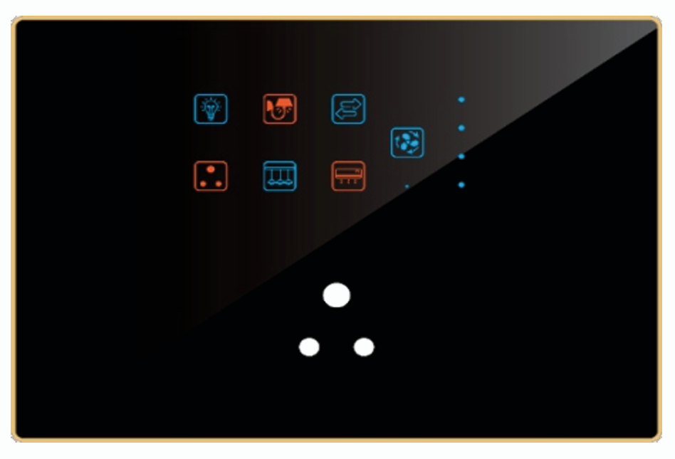 Edge Color Smart Touch Switch-Edge Color Touch 6 Switch  1 Fan 1 Socket ( Only Available in Acrylic )