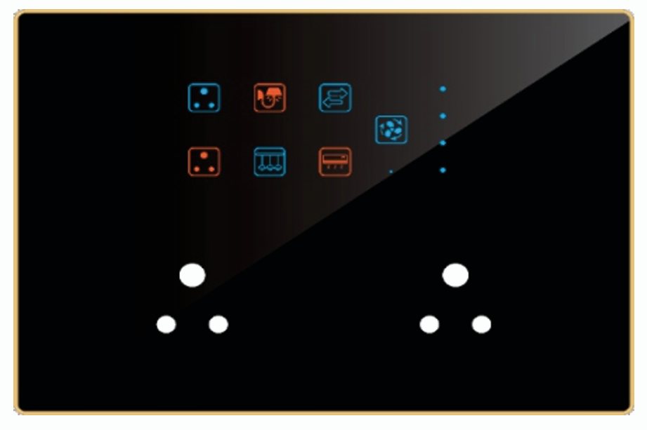 Edge Color Smart Touch Switch- Edge Color Touch 6 Switch 1 Fan 2 Socket