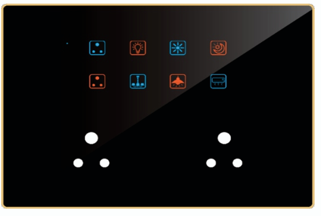 Edge Color Smart Touch Switch- Edge Color Touch 8 Switch 2 Socket