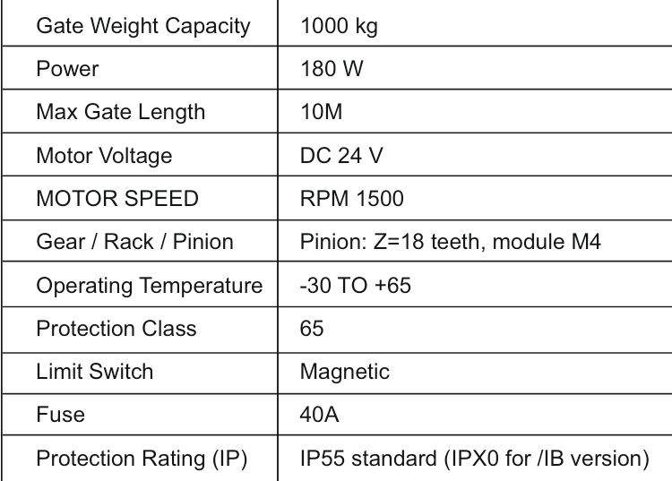 SG1000-DC SLIDING GATE MOTOR