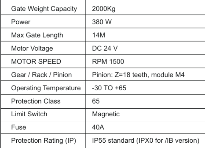 SG2000-SLIDING GATE MOTOR-Gate Weight 2000kg