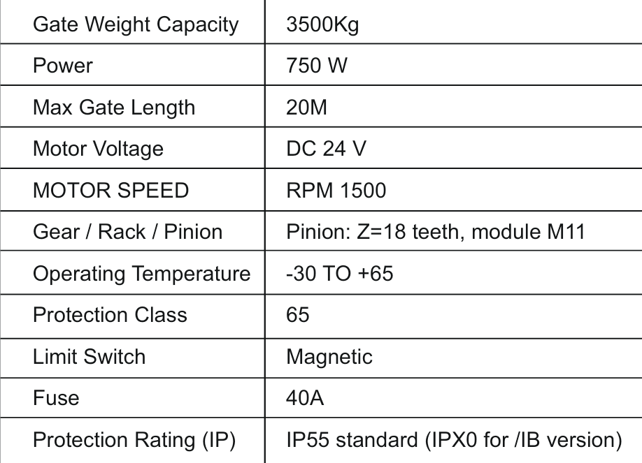 SG3500-SLIDING GATE MOTOR(Motor delivered on prior order basis only)